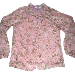 NWOT Fairycore Coquette Ethereal Haver & Blair Pink Sheer Blouse Women's size M